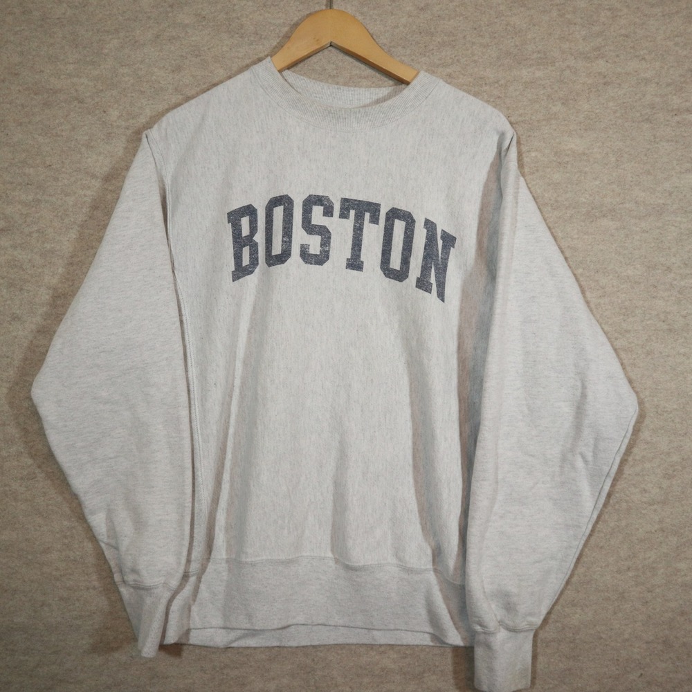 Champion Reverse Weave Boston Sweatshirt Mens Medium Gray Pullover Vintage Y2K